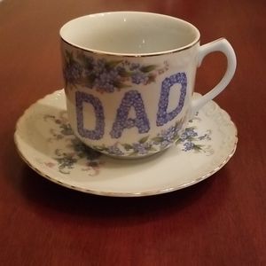 FOR DAD Lefton China Hand Painted Cup & Sauce